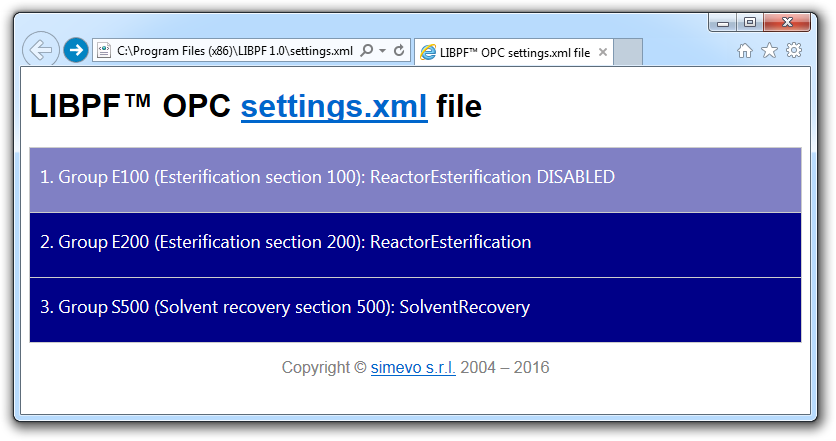 settings list